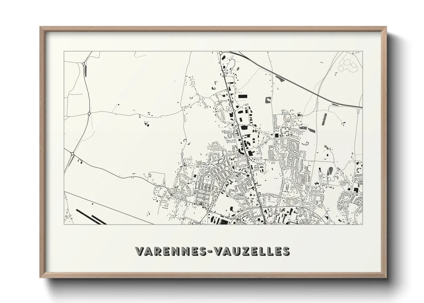 Une affiche de carte sur Varennes-Vauzelles