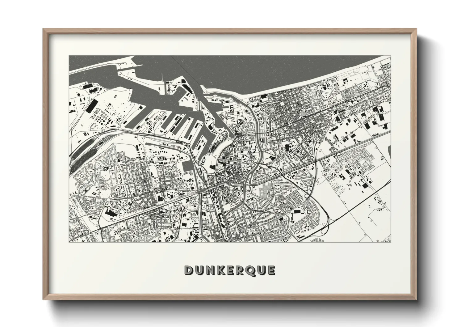 Une affiche de carte sur Dunkerque