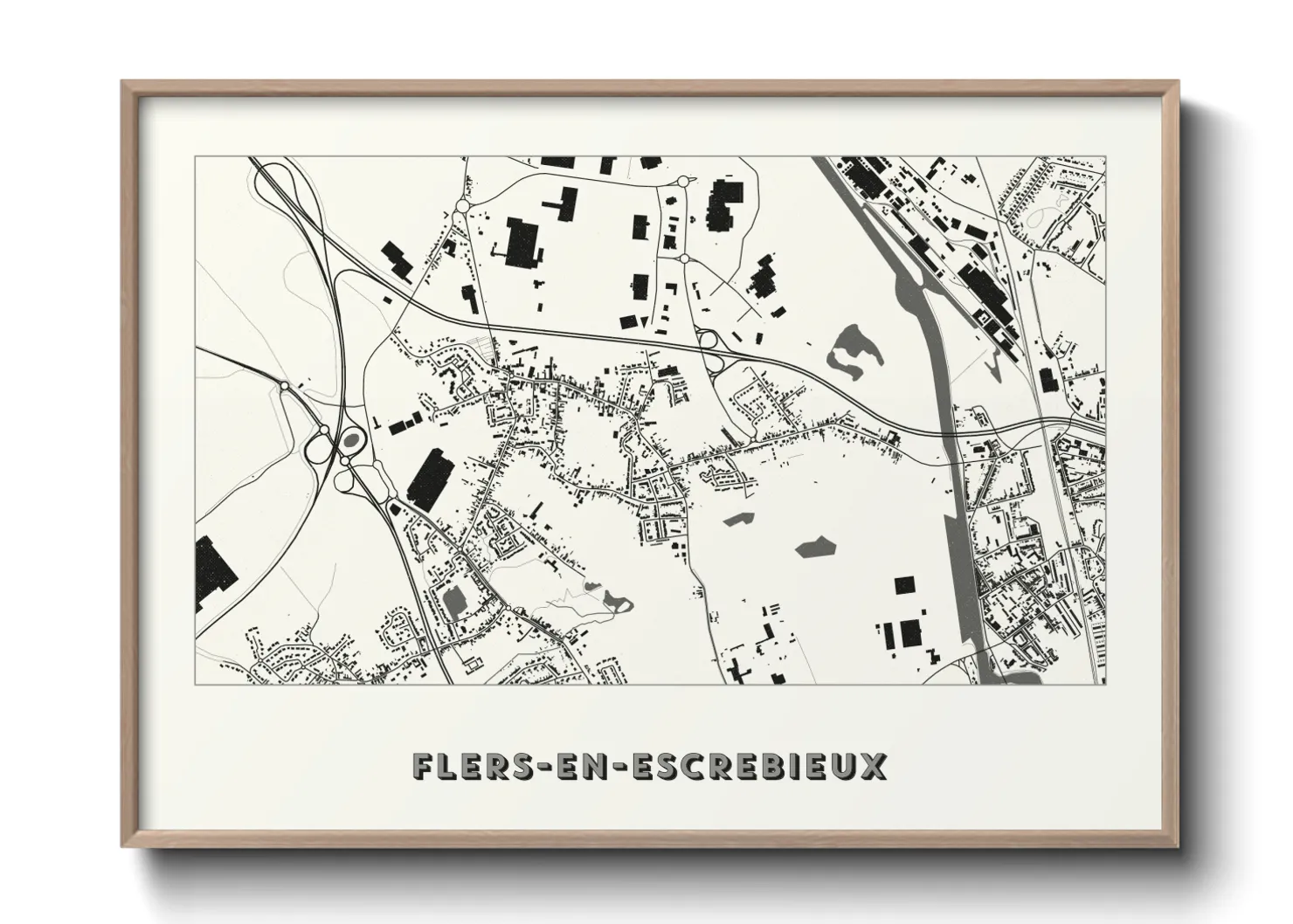 Une affiche de carte sur Flers-en-Escrebieux