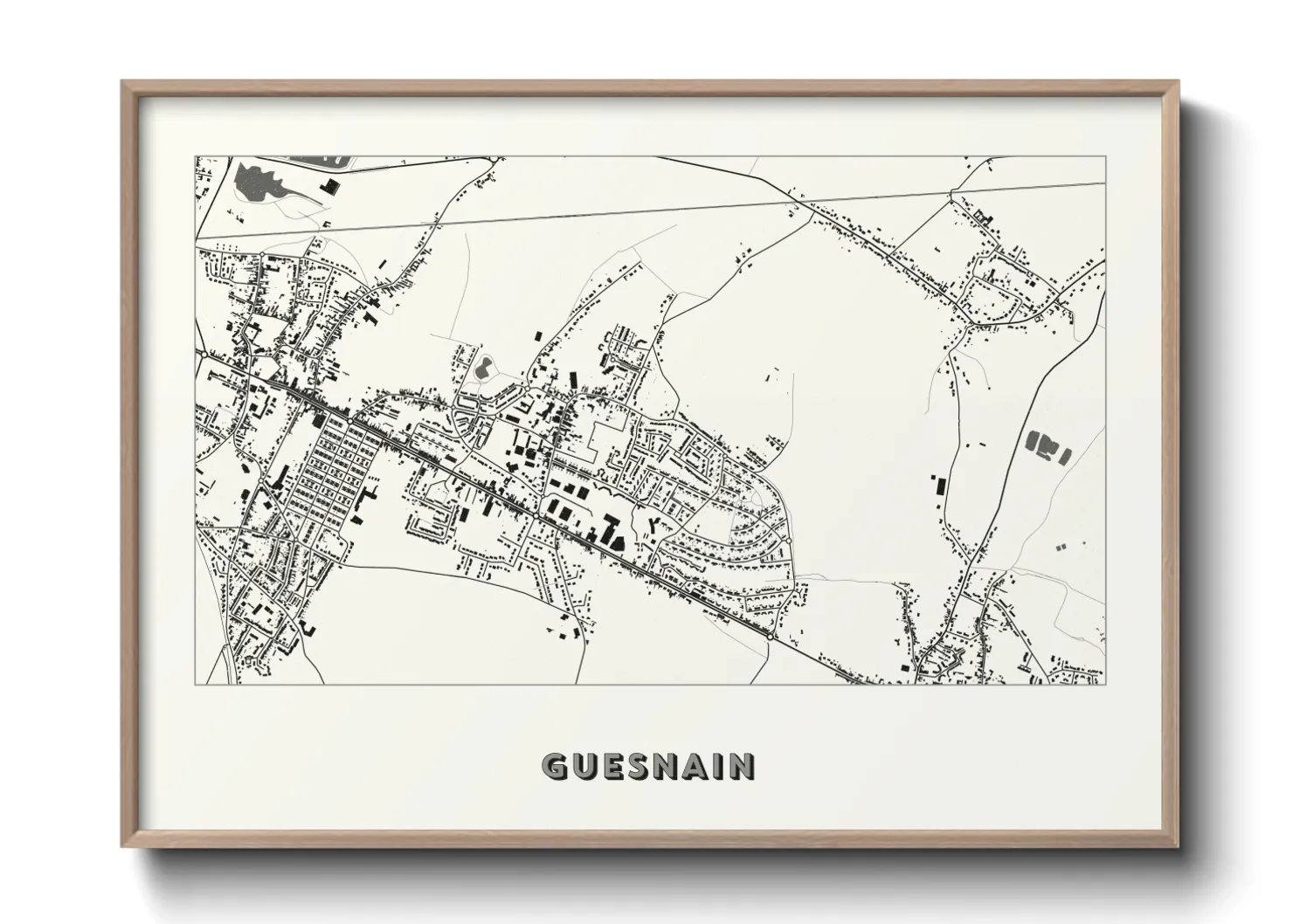 Une affiche de carte sur Guesnain