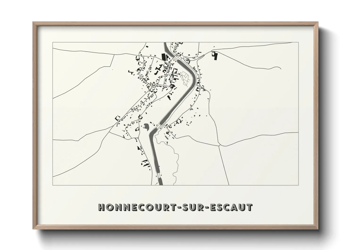 Une affiche de carte sur Honnecourt-sur-Escaut