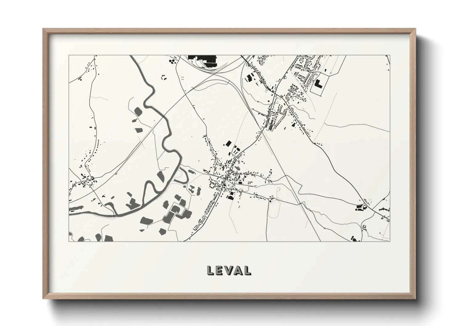 Une affiche de carte sur Leval