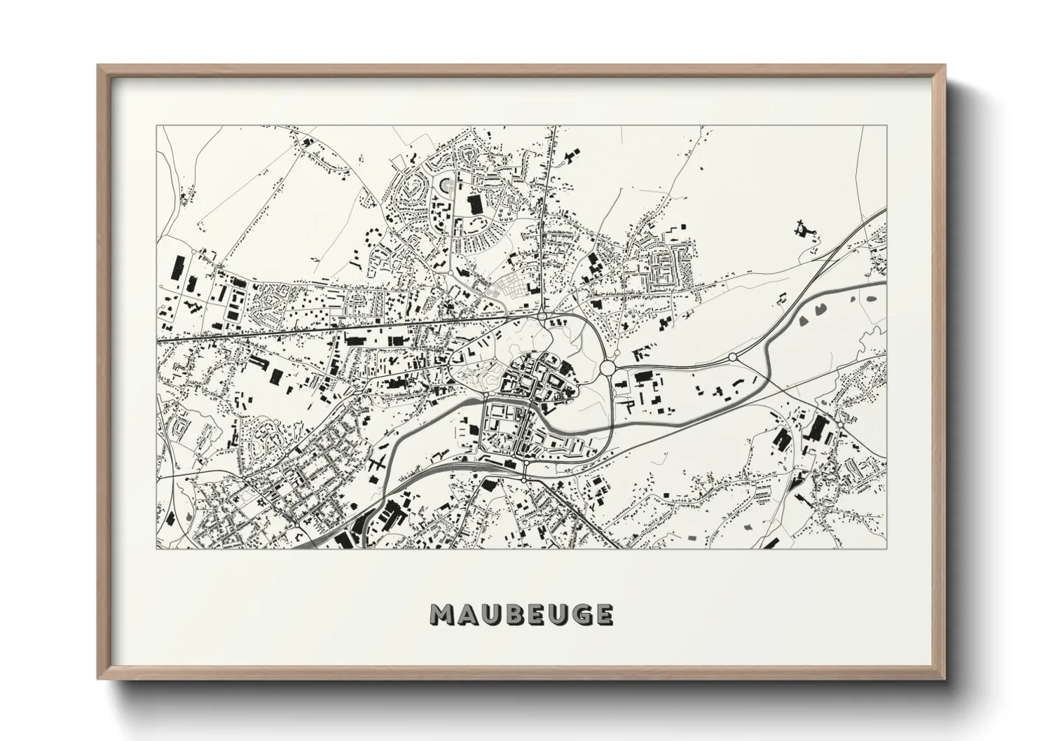Une affiche de carte sur Maubeuge