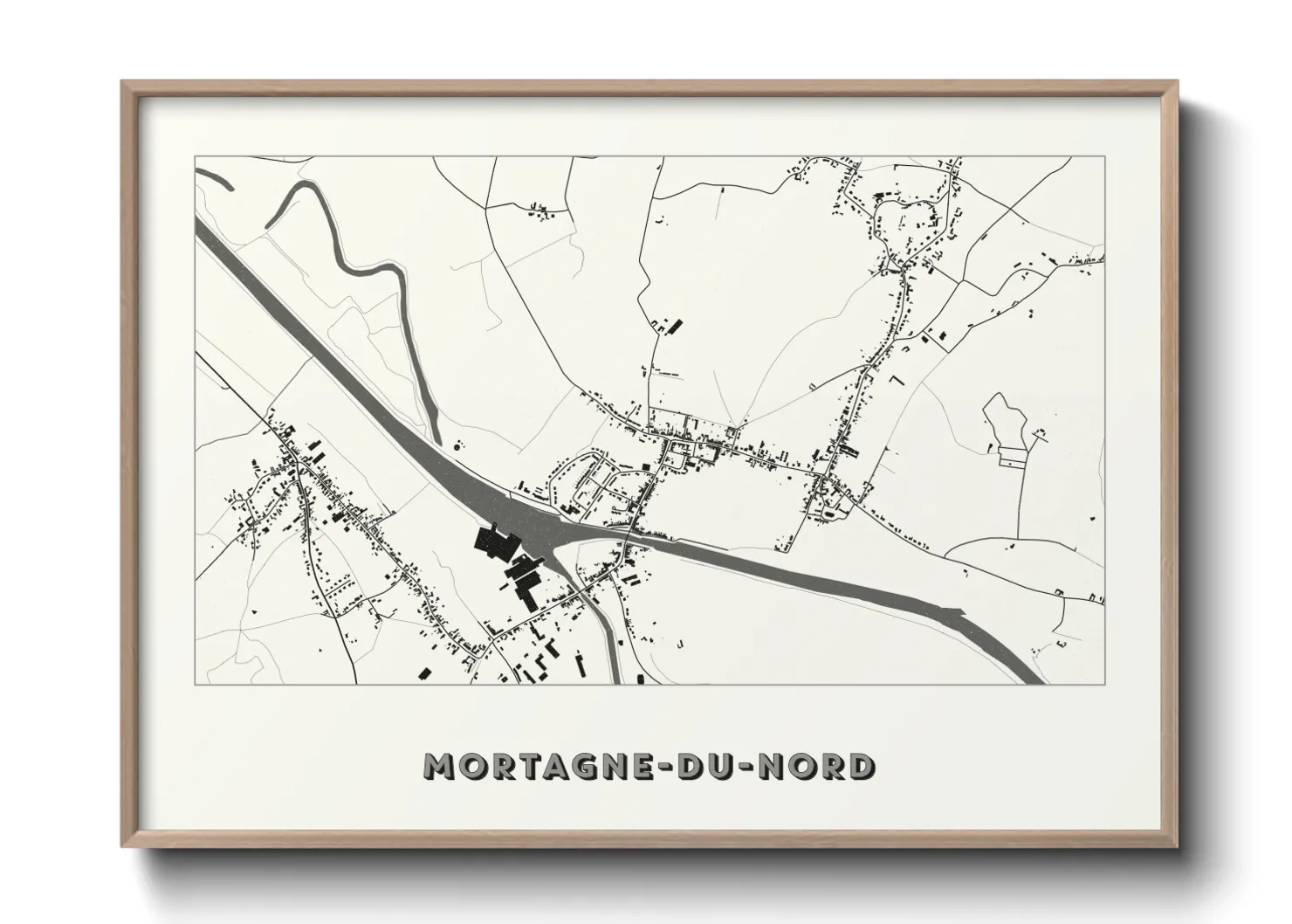 Une affiche de carte sur Mortagne-du-Nord