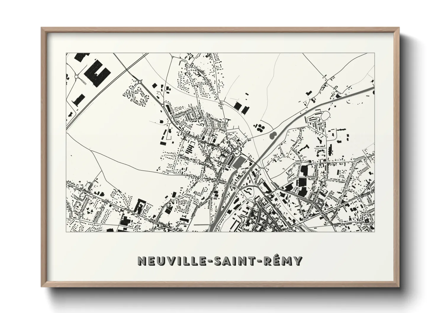 Une affiche de carte sur Neuville-Saint-Rémy