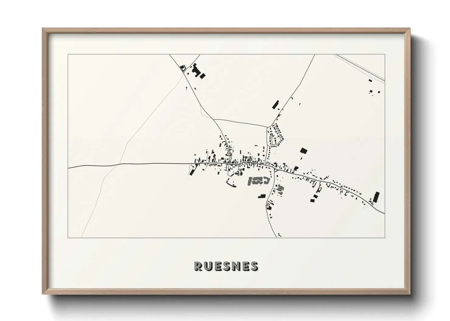 Une affiche de carte sur Ruesnes