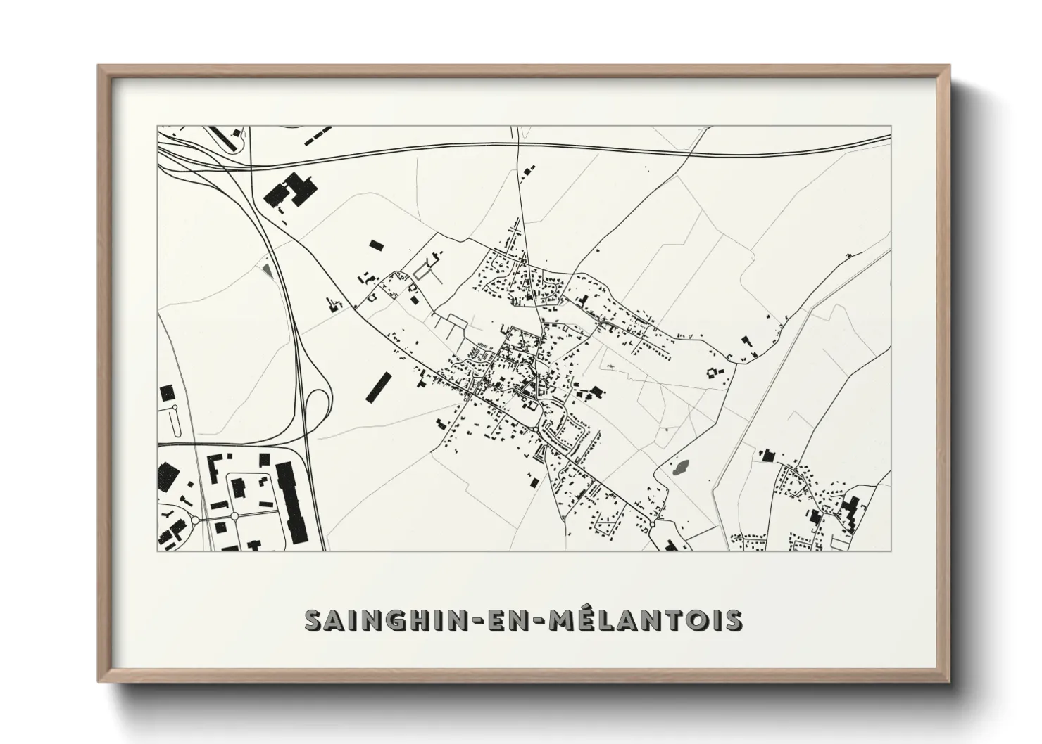 Une affiche de carte sur Sainghin-en-Mélantois