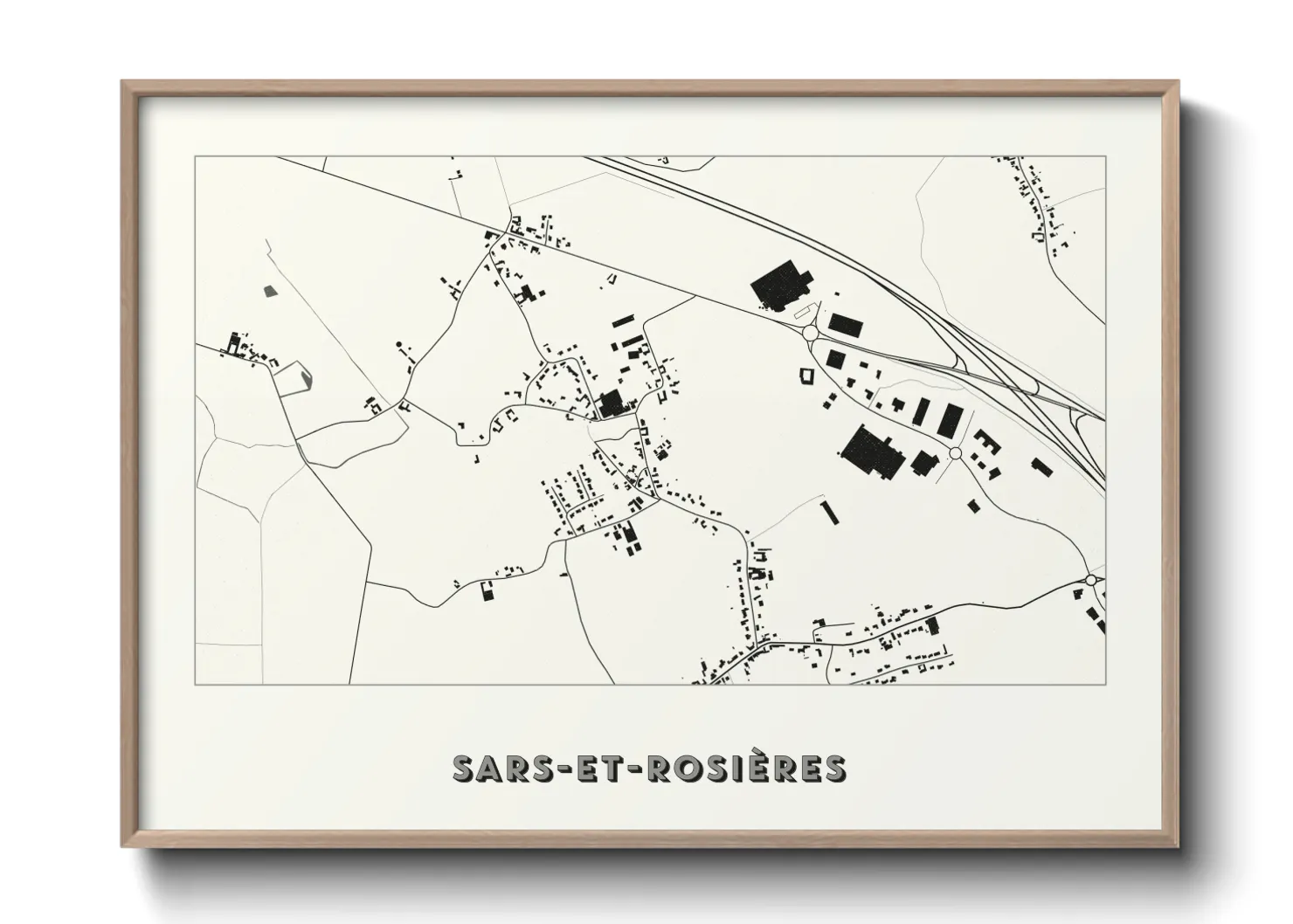 Une affiche de carte sur Sars-et-Rosières