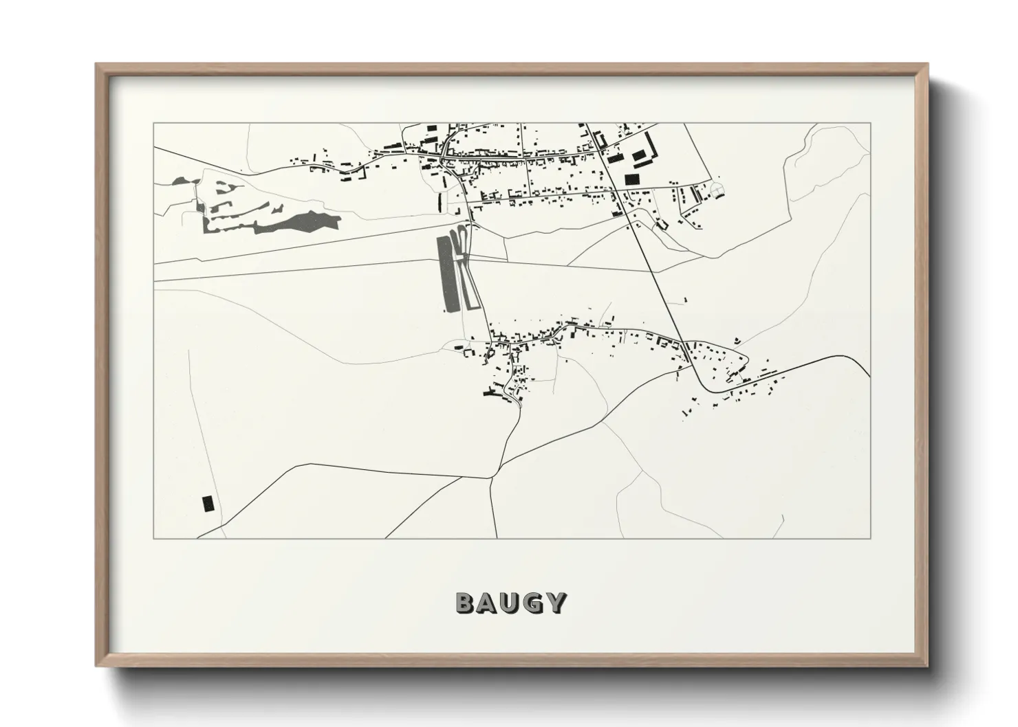 Une affiche de carte sur Baugy