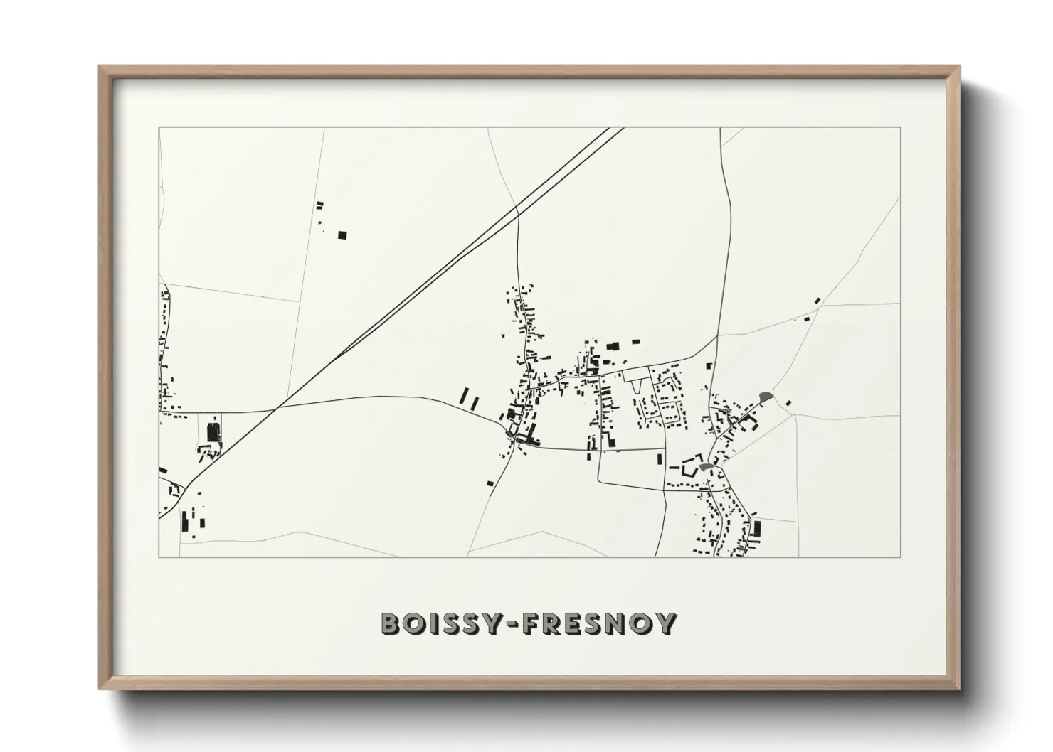 Une affiche de carte sur Boissy-Fresnoy