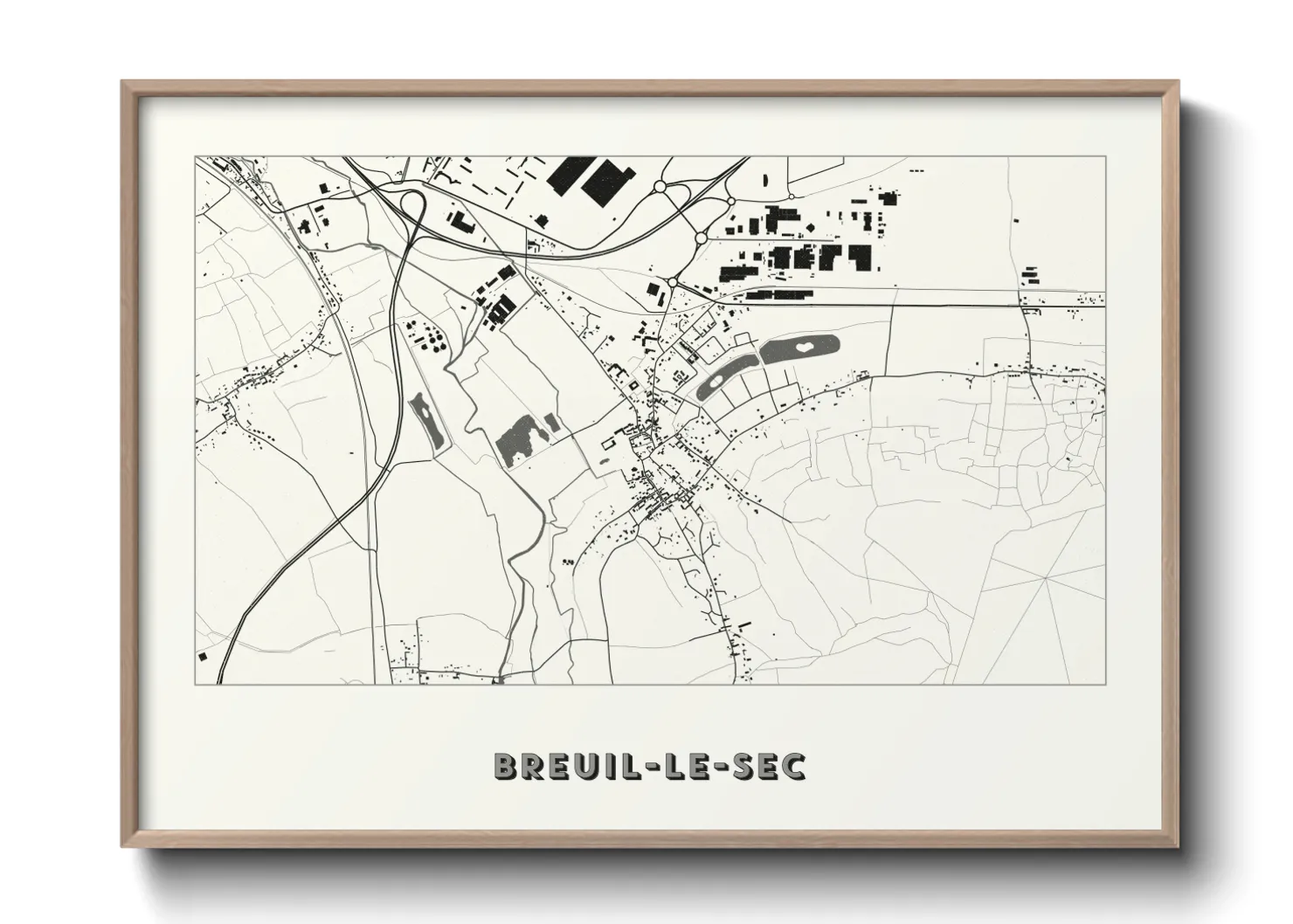 Une affiche de carte sur Breuil-le-Sec