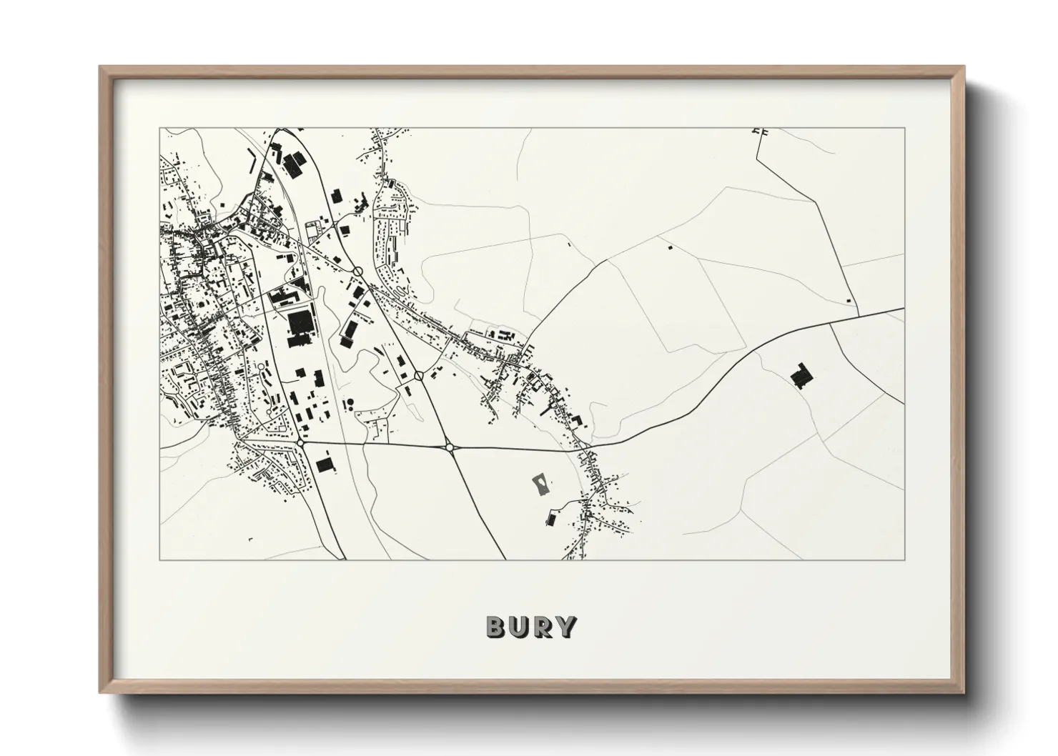 Une affiche de carte sur Bury