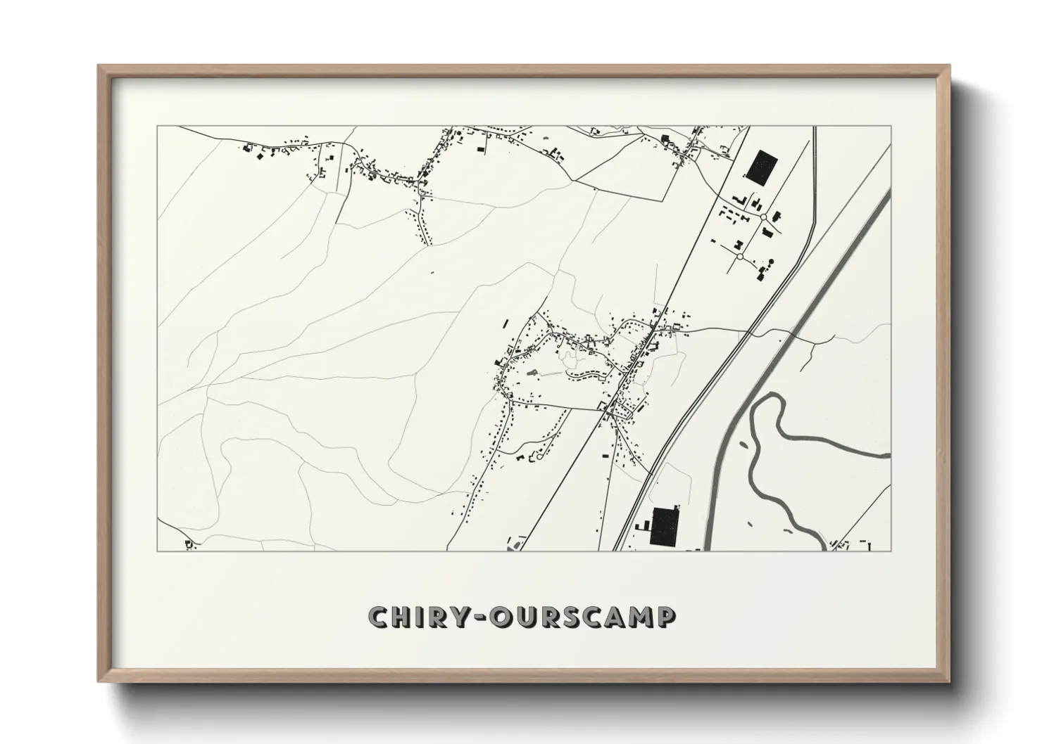 Une affiche de carte sur Chiry-Ourscamp
