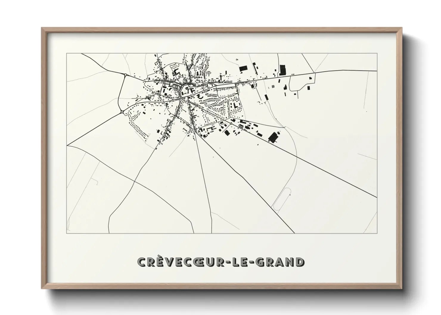 Une affiche de carte sur Crèvecœur-le-Grand