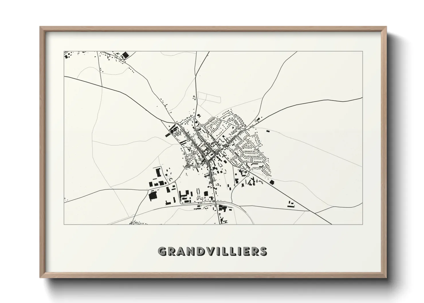 Une affiche de carte sur Grandvilliers