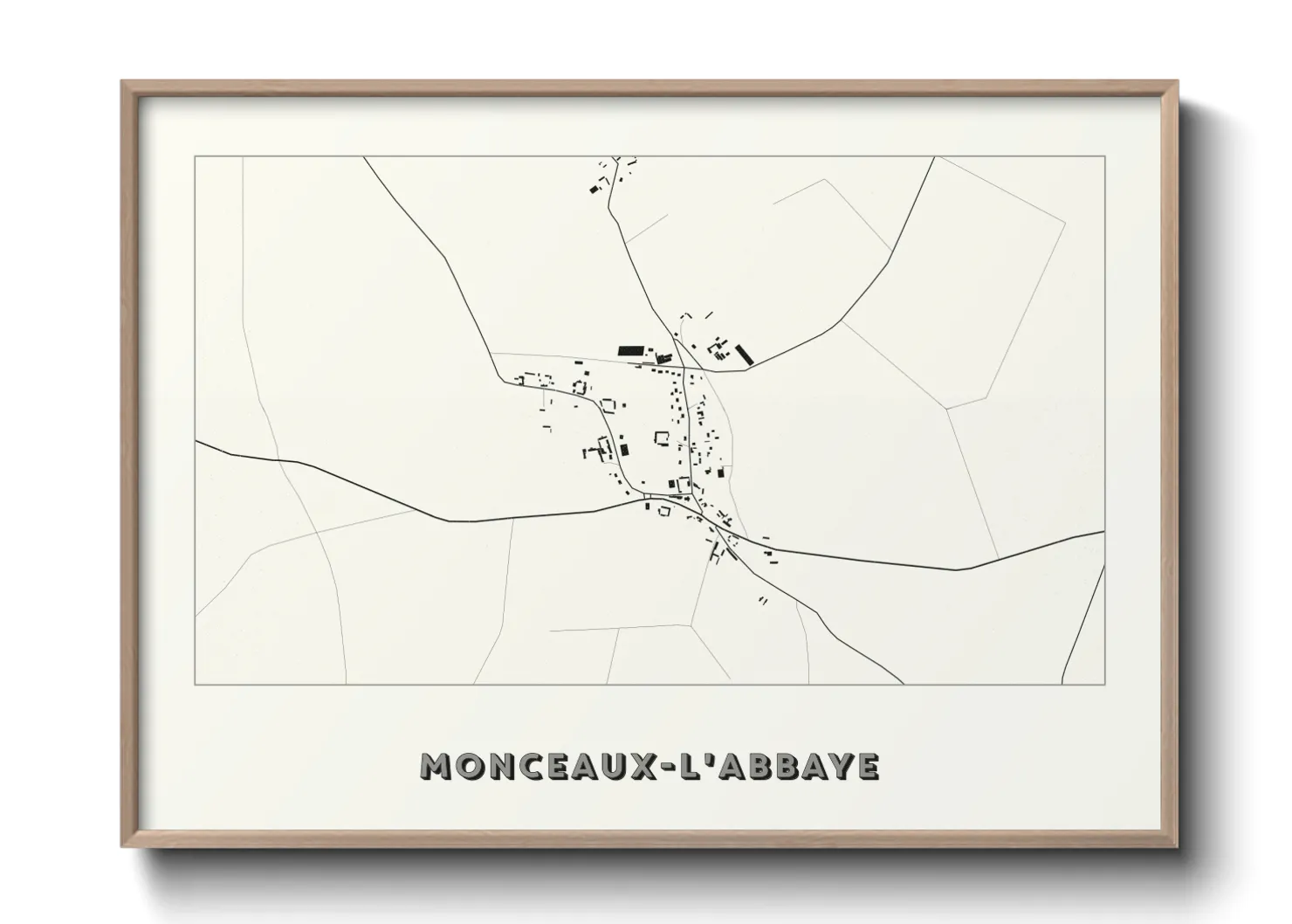 Une affiche de carte sur Monceaux-l'Abbaye