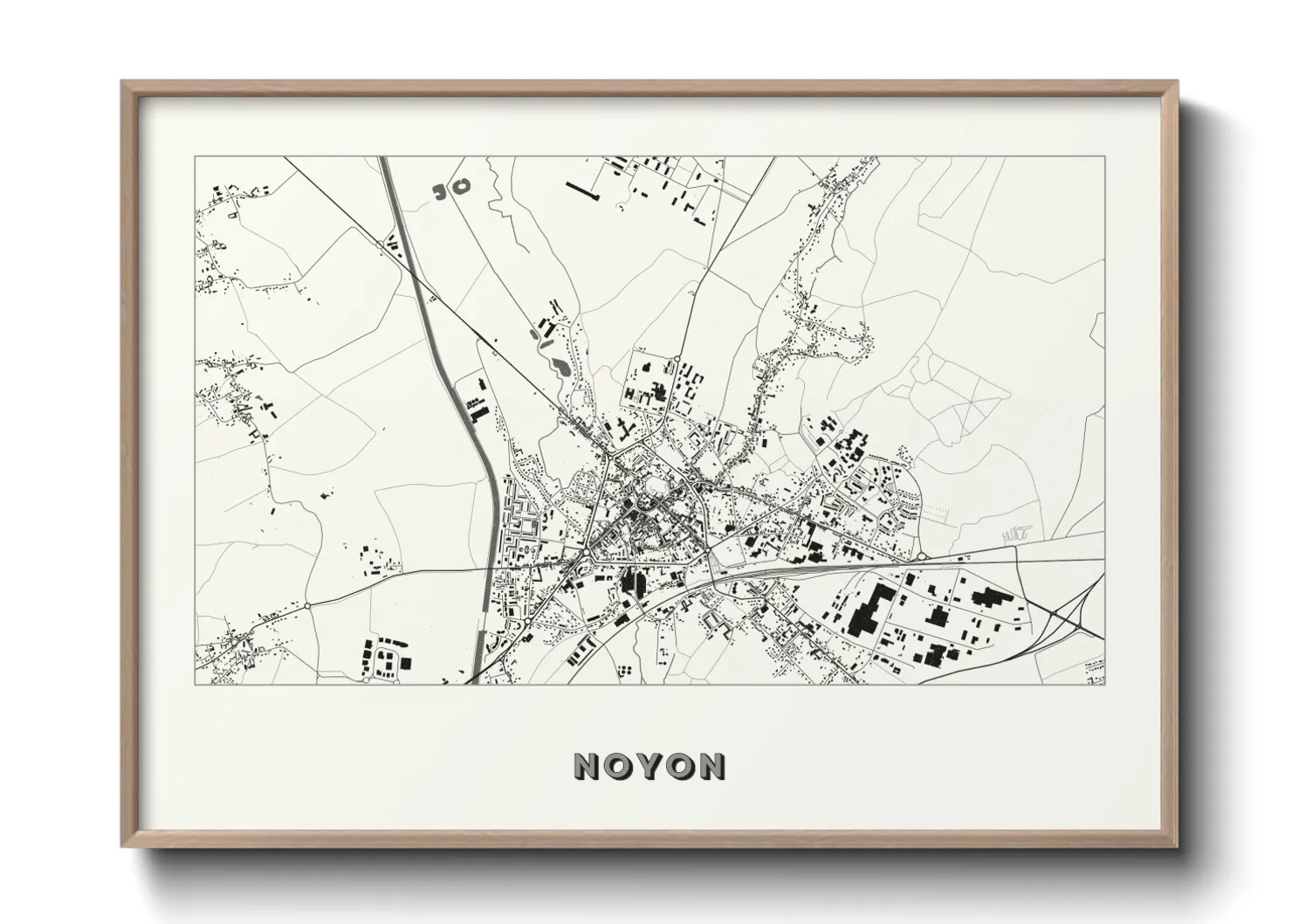 Une affiche de carte sur Noyon