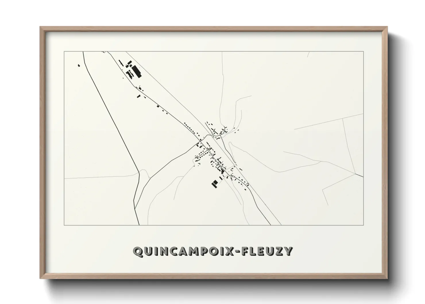 Une affiche de carte sur Quincampoix-Fleuzy