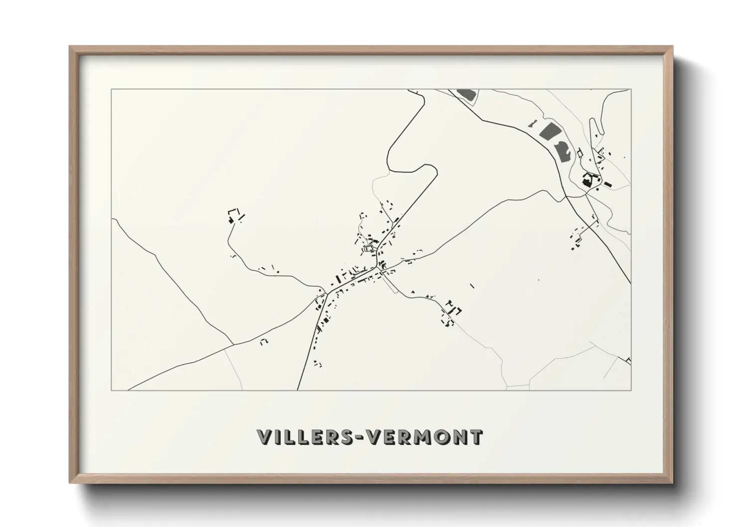 Une affiche de carte sur Villers-Vermont