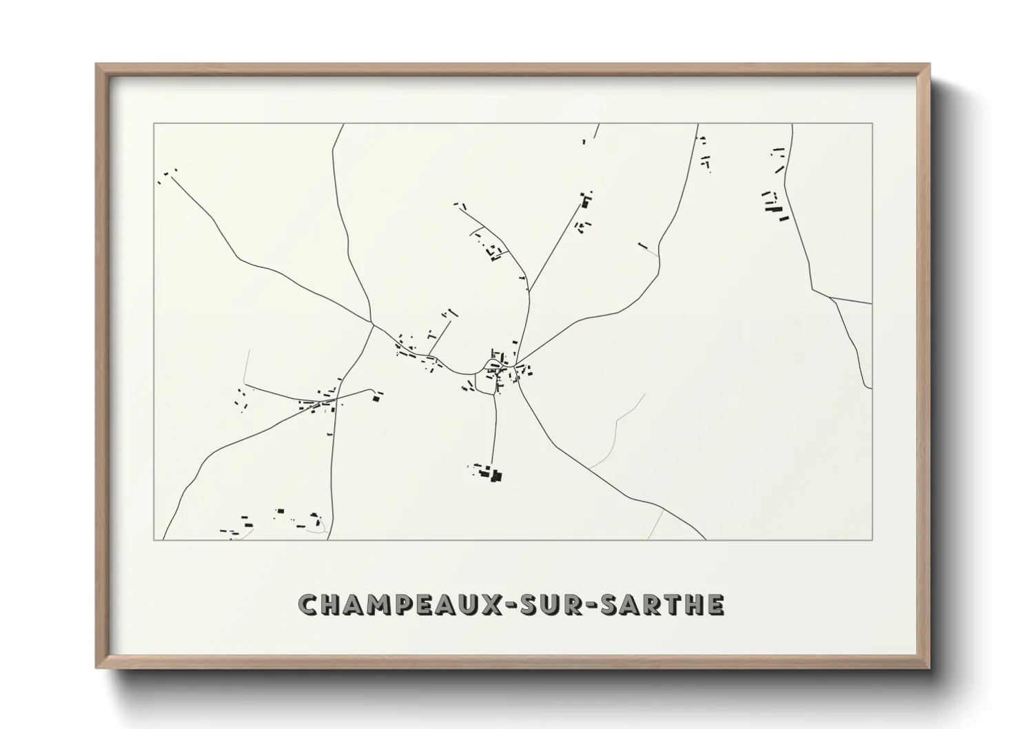 Une affiche de carte sur Champeaux-sur-Sarthe