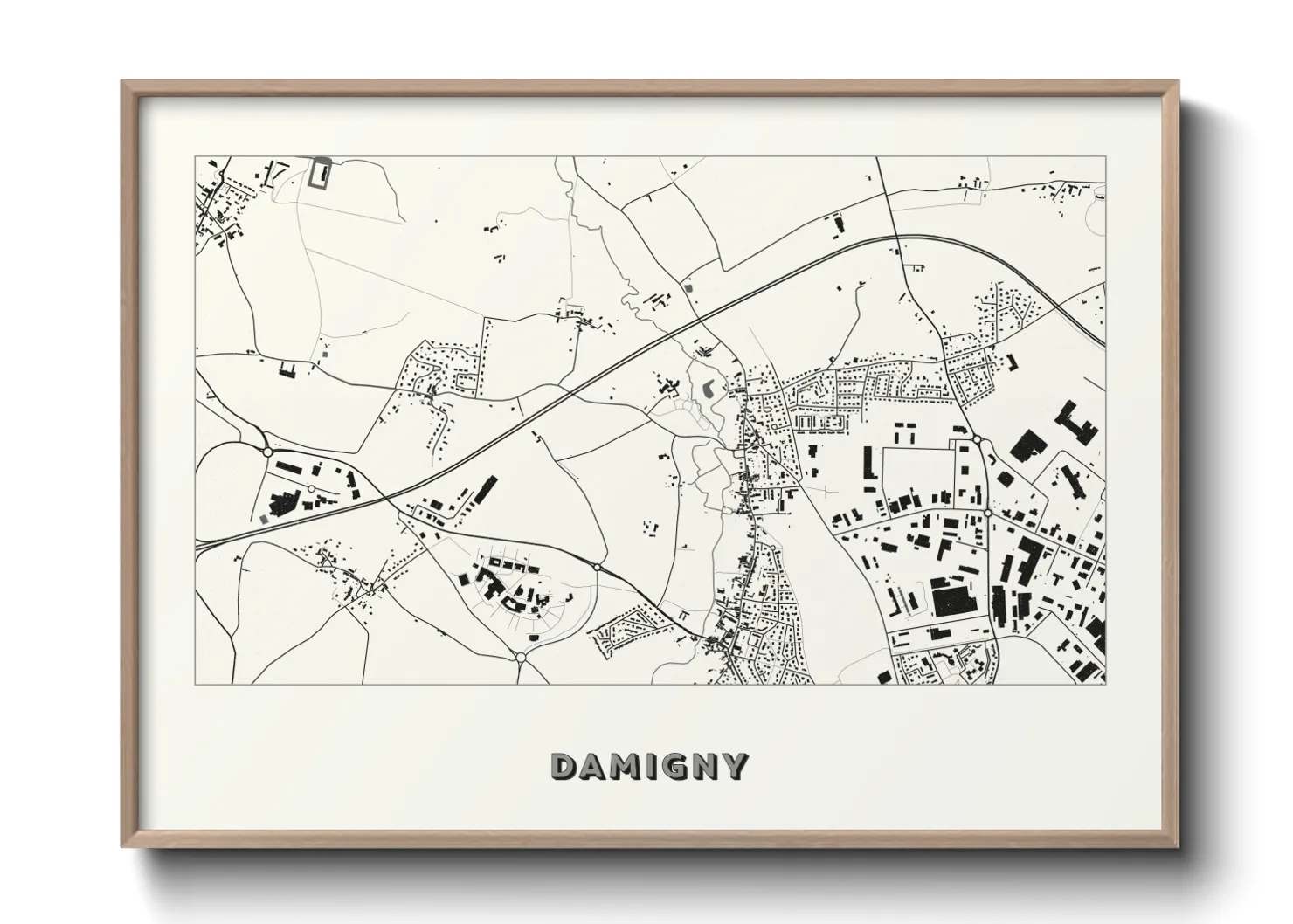 Une affiche de carte sur Damigny