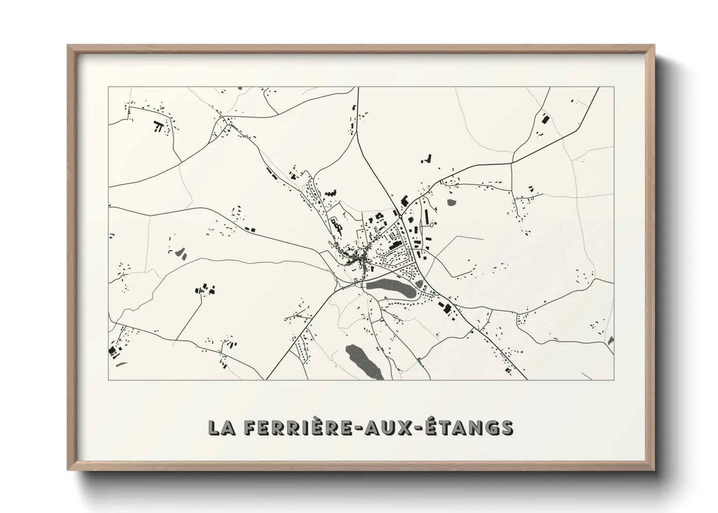 Une affiche de carte sur La Ferrière-aux-Étangs