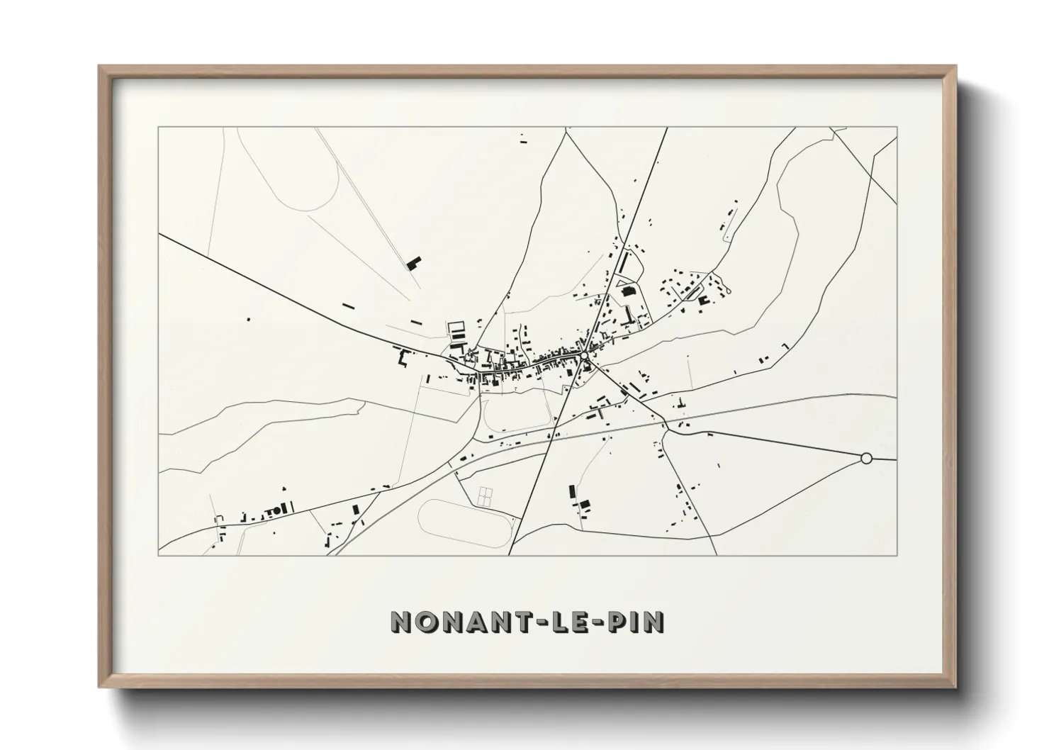 Une affiche de carte sur Nonant-le-Pin