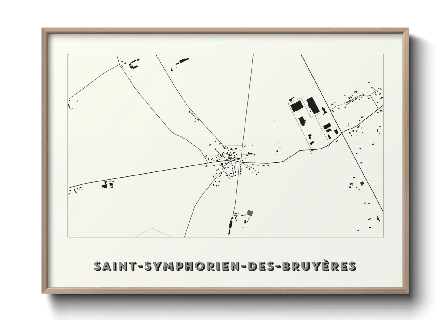 Une affiche de carte sur Saint-Symphorien-des-Bruyères