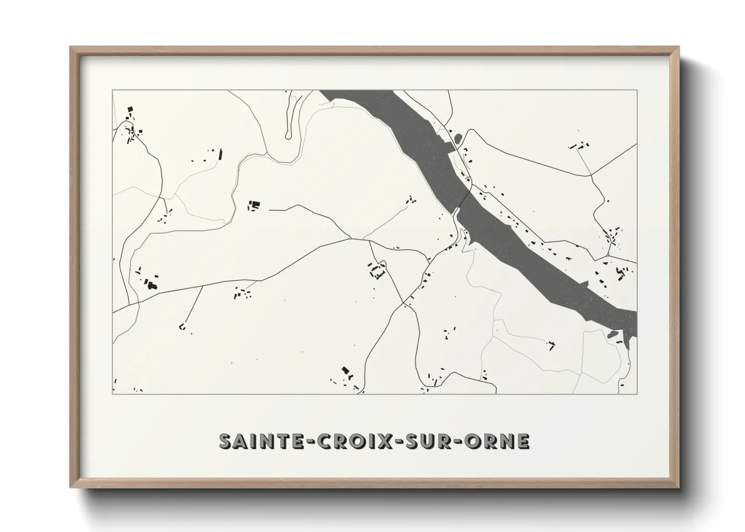 Une affiche de carte sur Sainte-Croix-sur-Orne