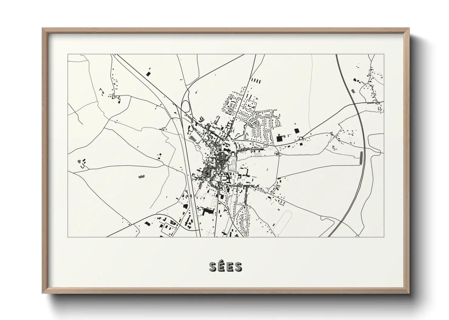 Une affiche de carte sur Sées