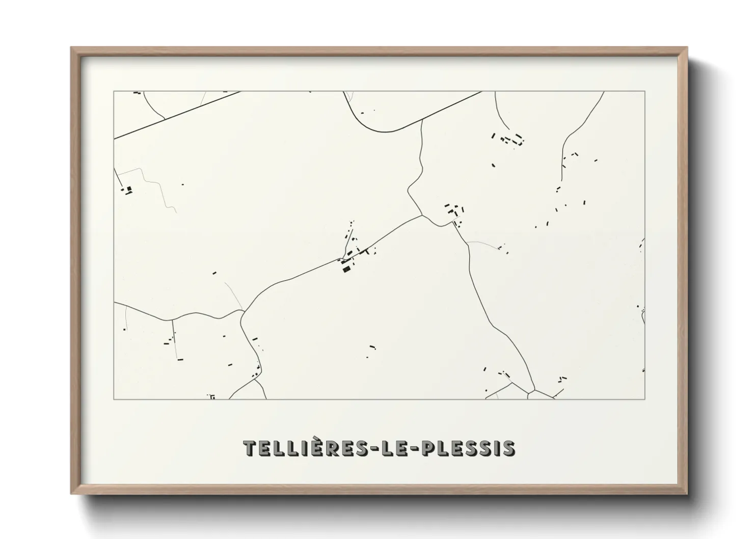 Une affiche de carte sur Tellières-le-Plessis