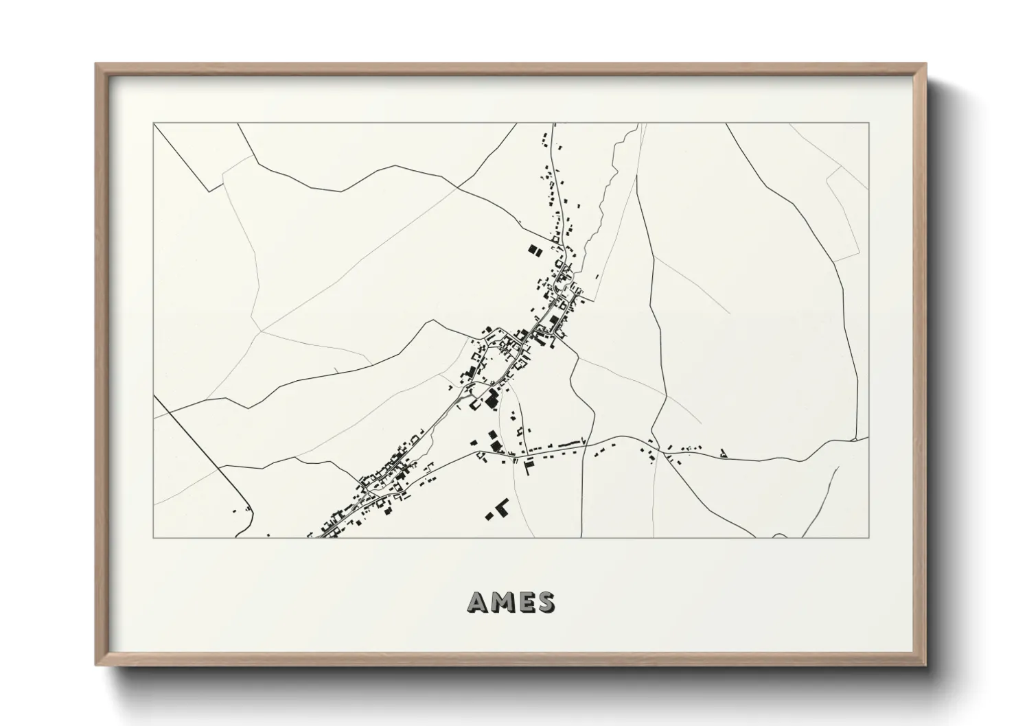 Une affiche de carte sur Ames