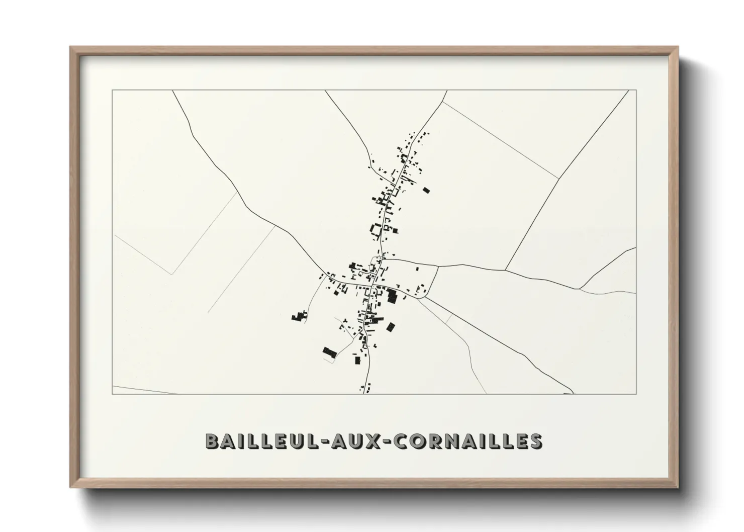 Une affiche de carte sur Bailleul-aux-Cornailles
