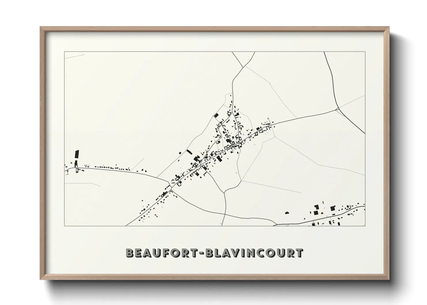 Une affiche de carte sur Beaufort-Blavincourt