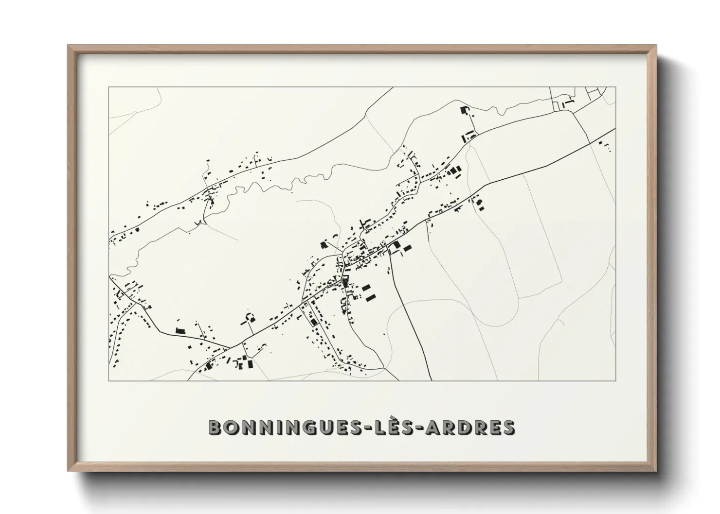 Une affiche de carte sur Bonningues-lès-Ardres