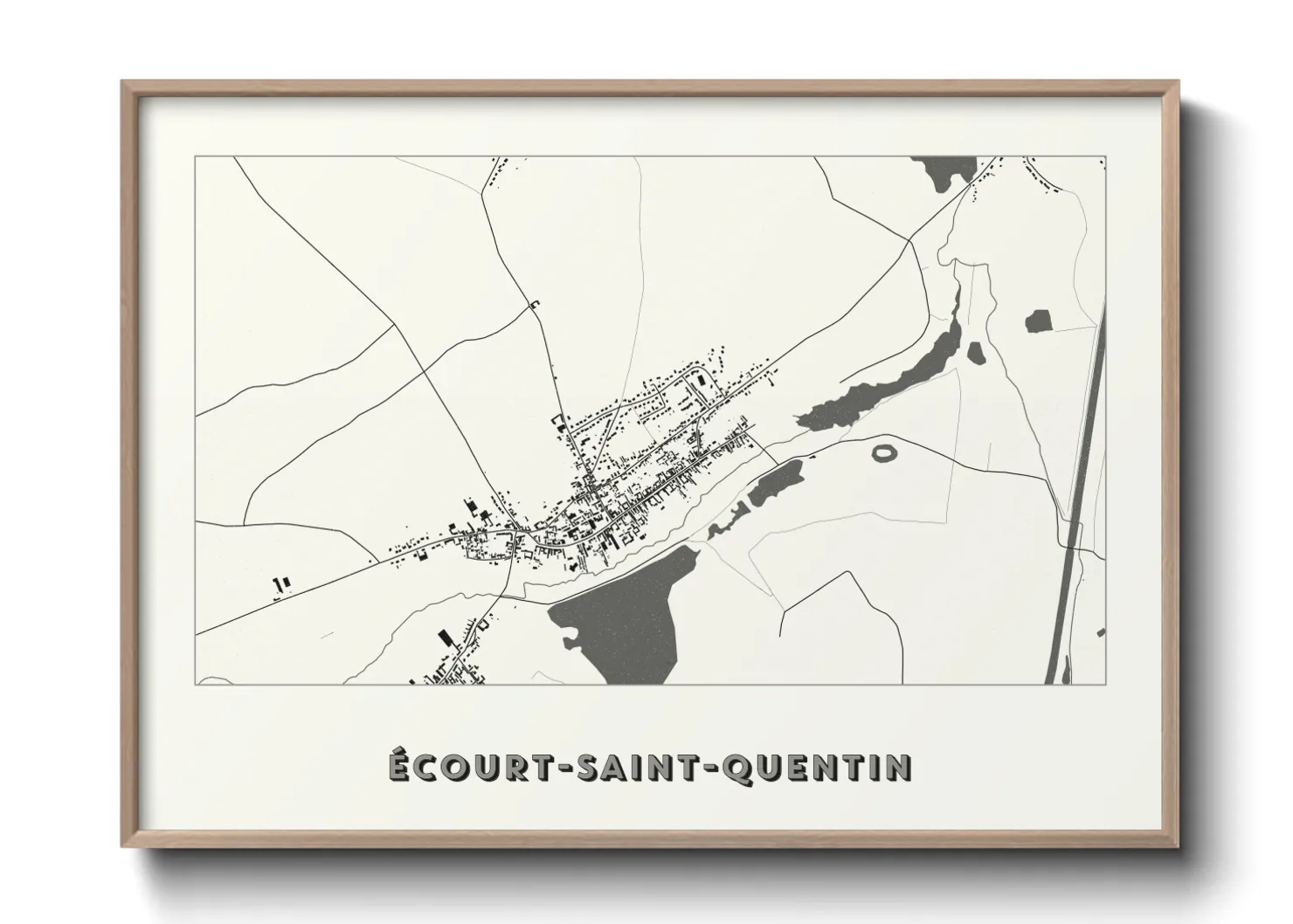 Une affiche de carte sur Écourt-Saint-Quentin