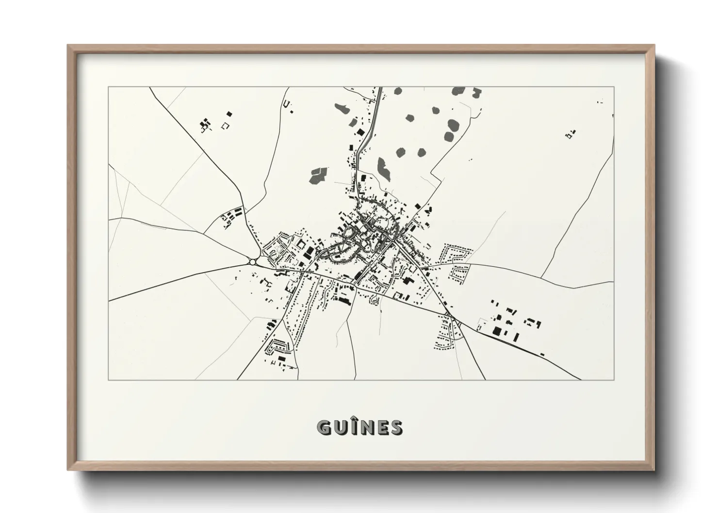 Une affiche de carte sur Guînes