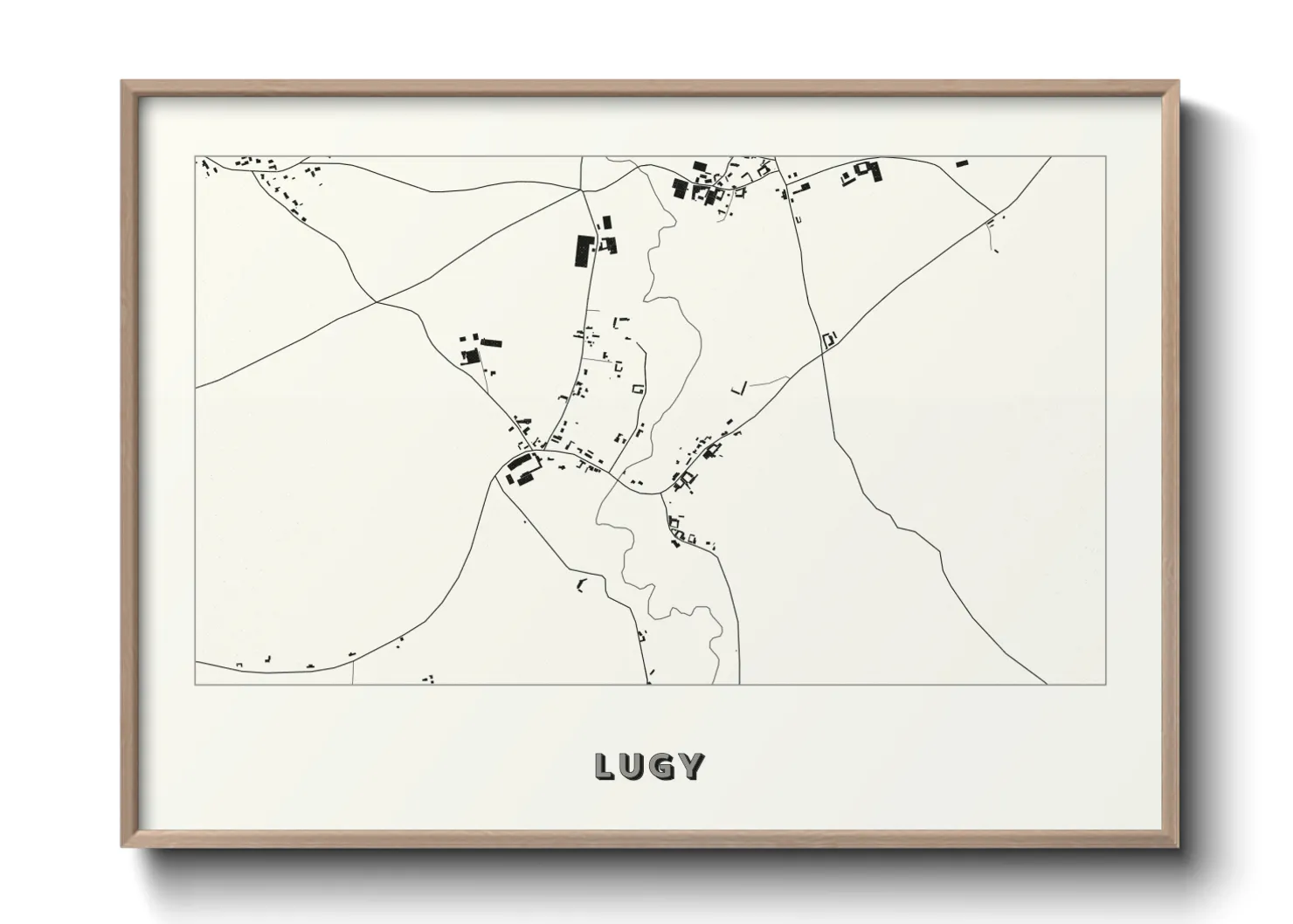 Une affiche de carte sur Lugy