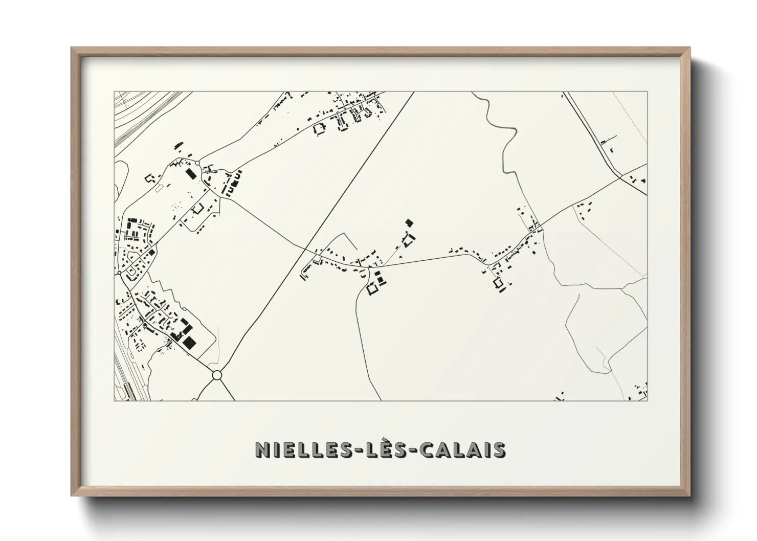 Une affiche de carte sur Nielles-lès-Calais
