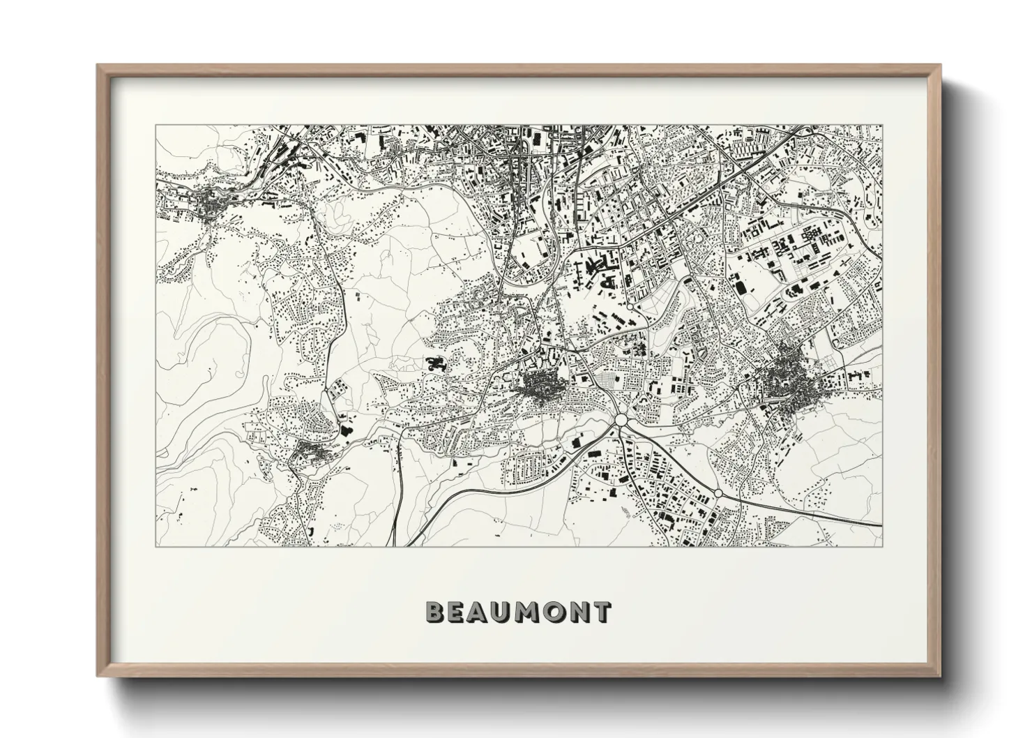 Une affiche de carte sur Beaumont
