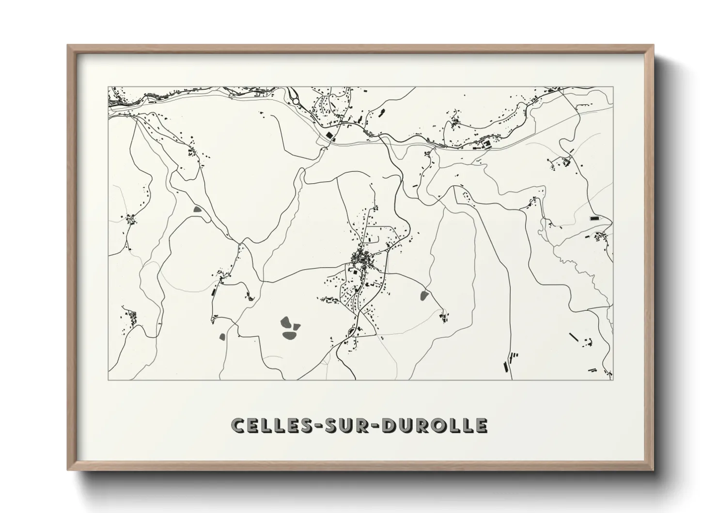 Une affiche de carte sur Celles-sur-Durolle