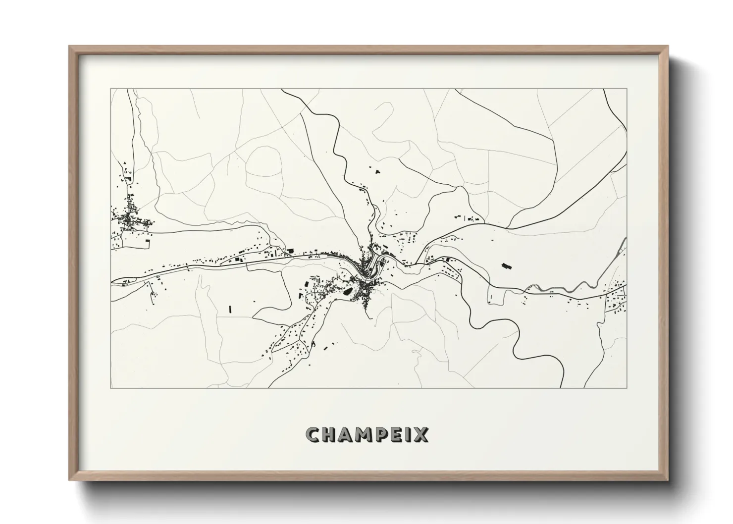 Une affiche de carte sur Champeix
