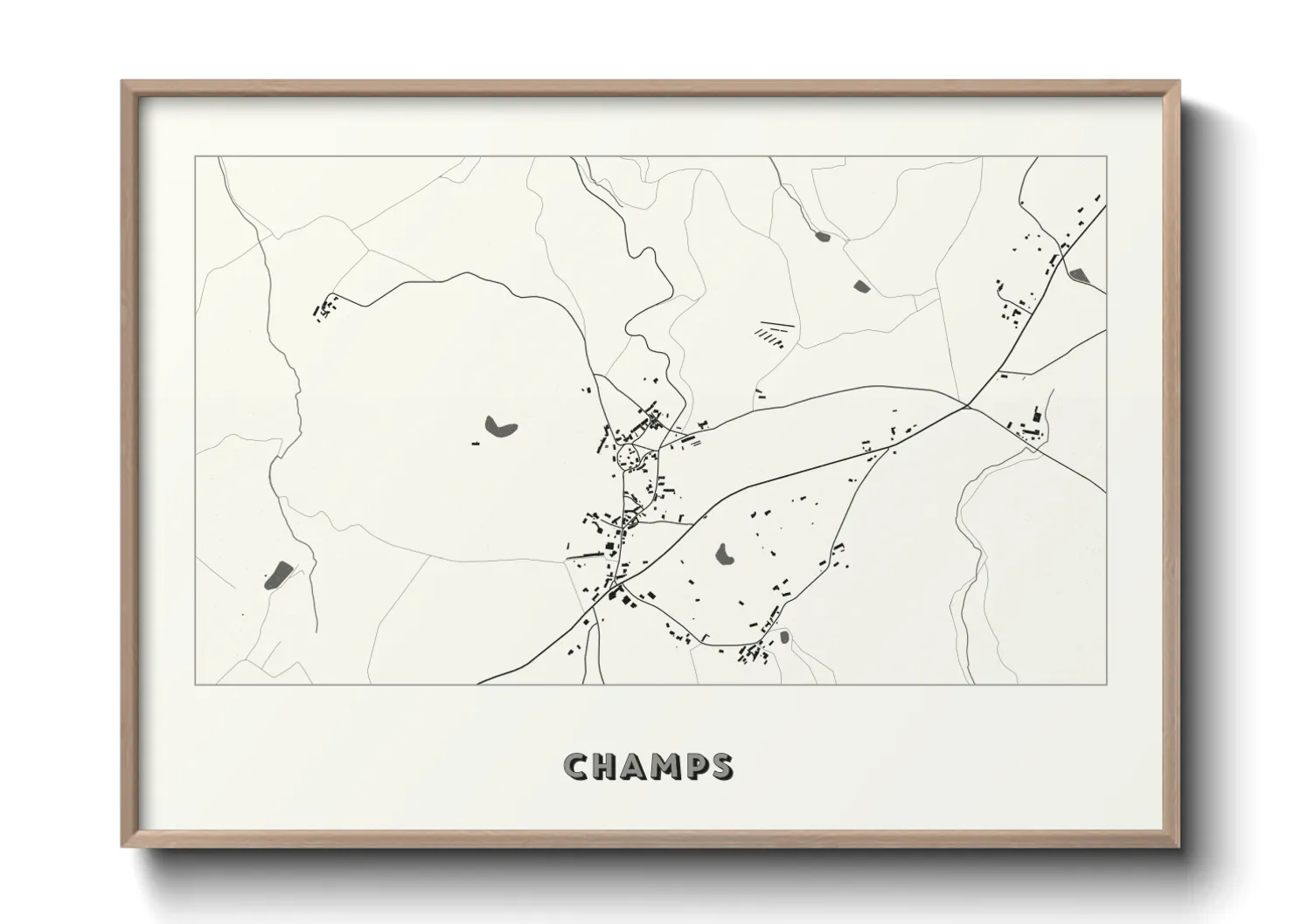 Une affiche de carte sur Champs