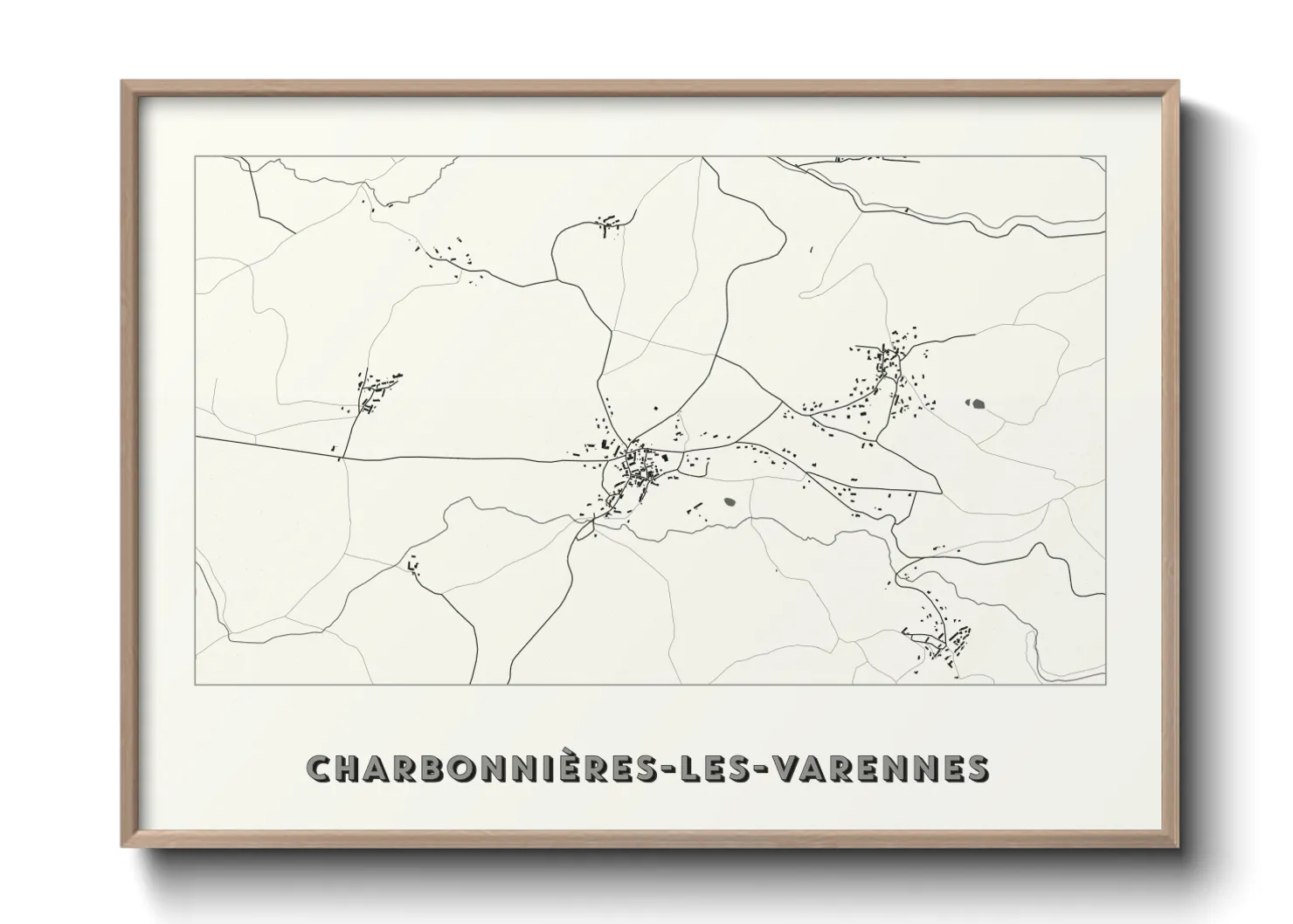 Une affiche de carte sur Charbonnières-les-Varennes