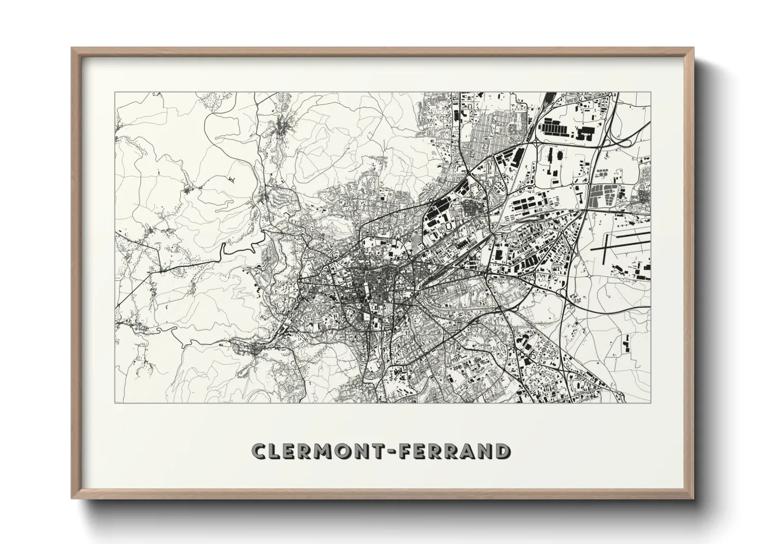 Une affiche de carte sur Clermont-Ferrand