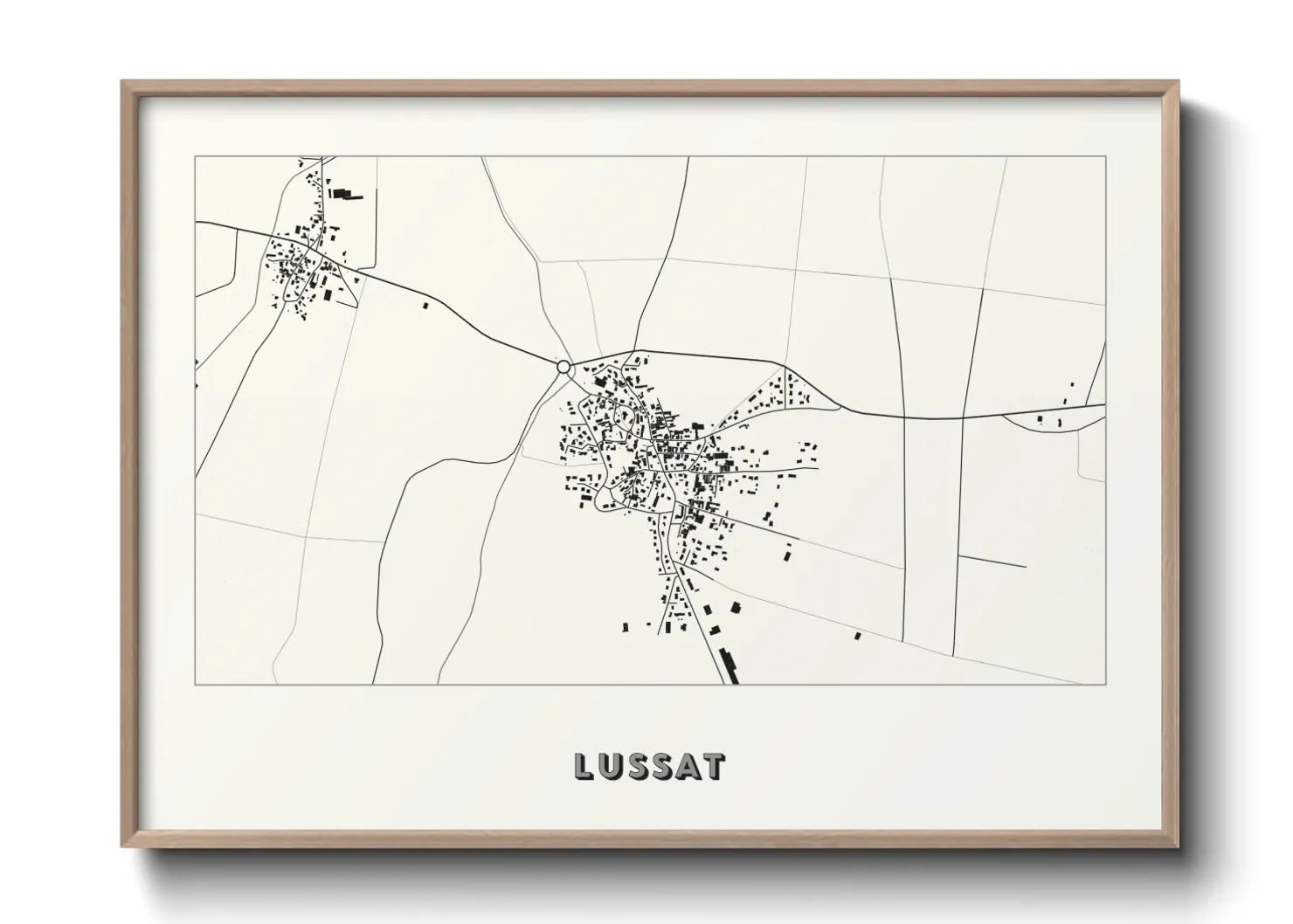 Une affiche de carte sur Lussat