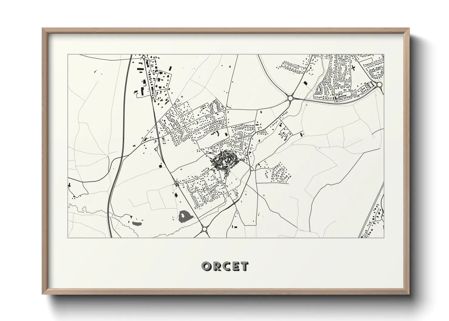 Une affiche de carte sur Orcet