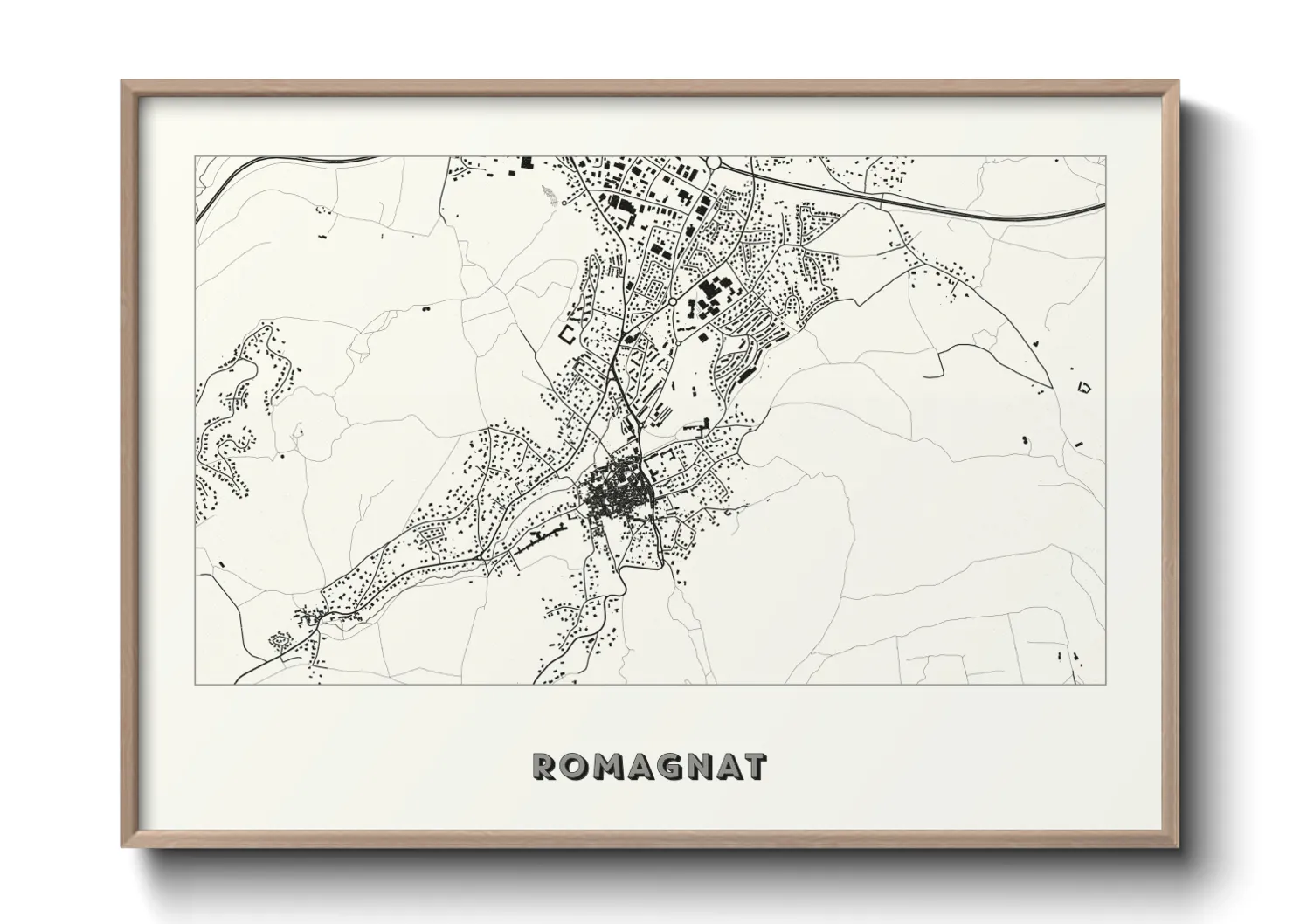 Une affiche de carte sur Romagnat