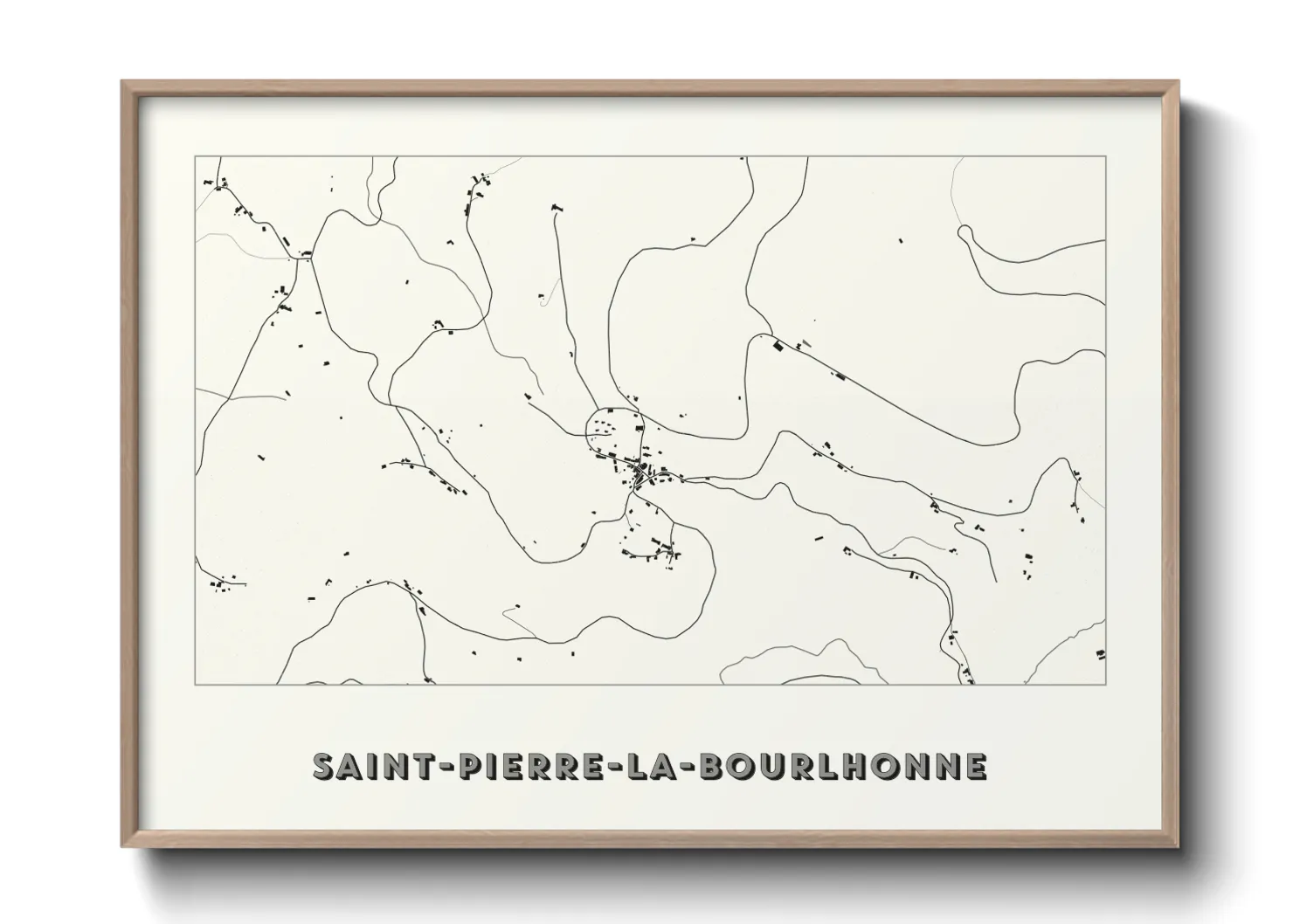 Une affiche de carte sur Saint-Pierre-la-Bourlhonne