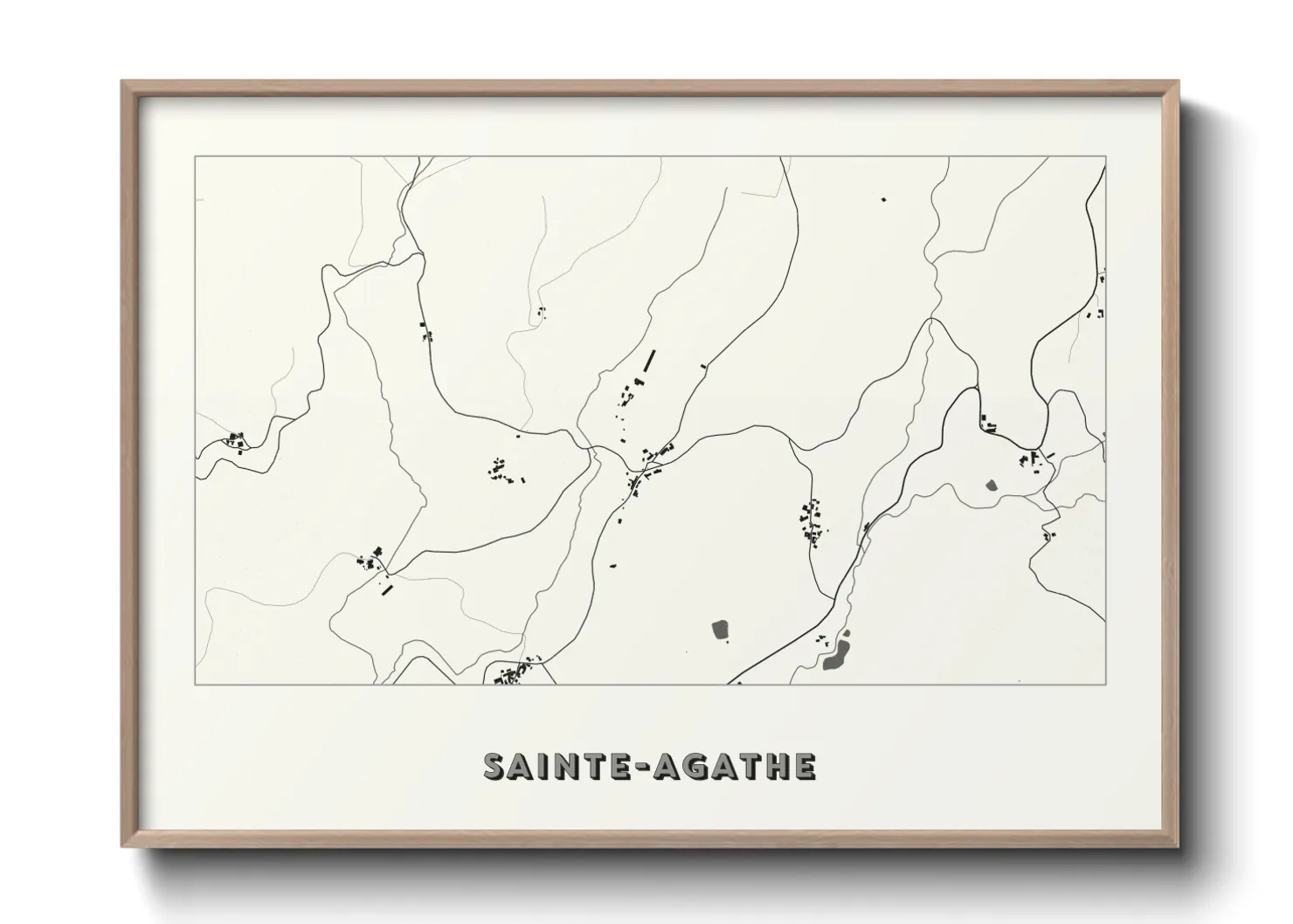 Une affiche de carte sur Sainte-Agathe